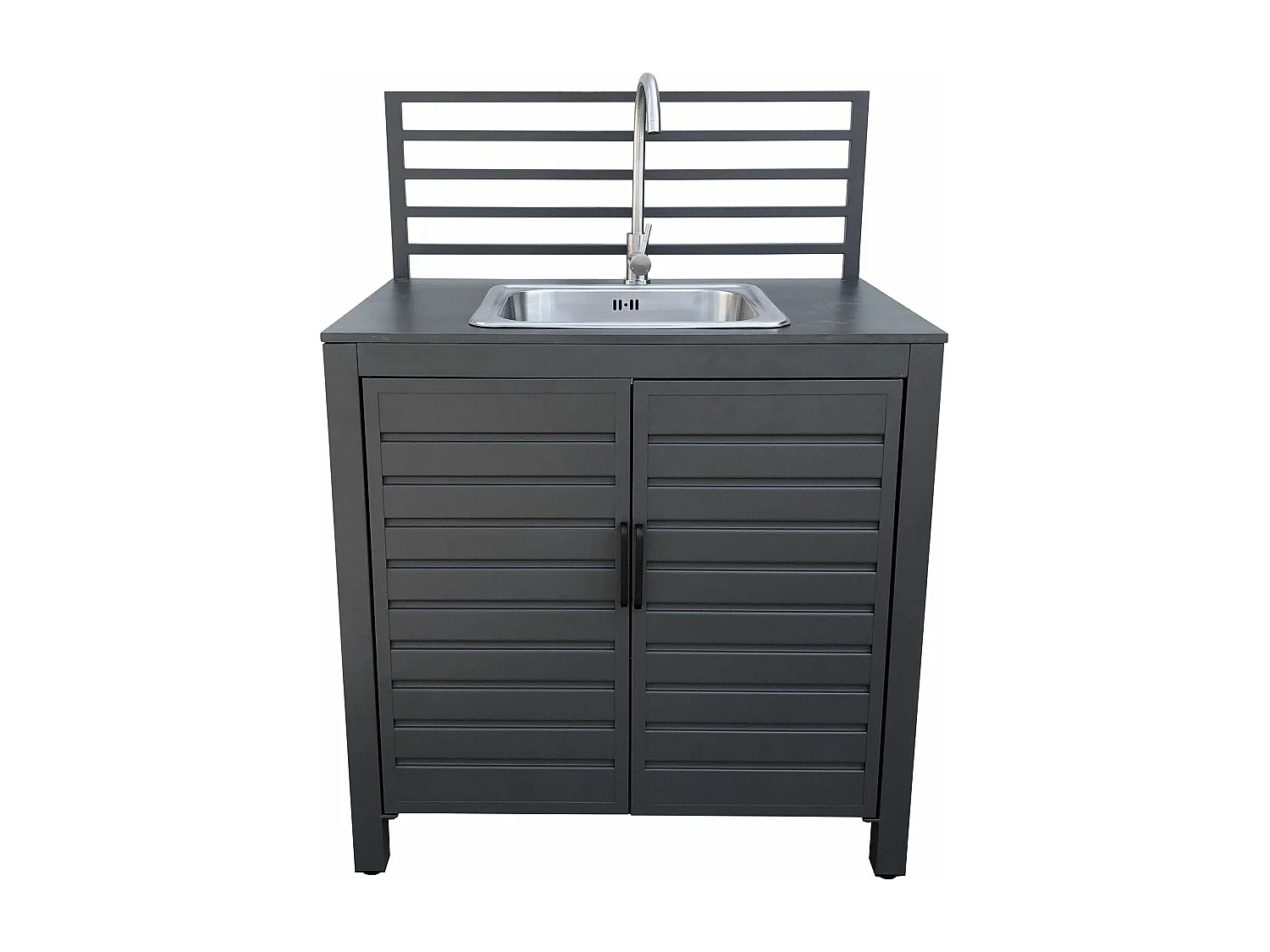 MilaniHome.it - modulo con lavello per cucina da esterno in alluminio di design per esterno giardino cm 90 l x 62 p x 125 hdi coloreAntracite