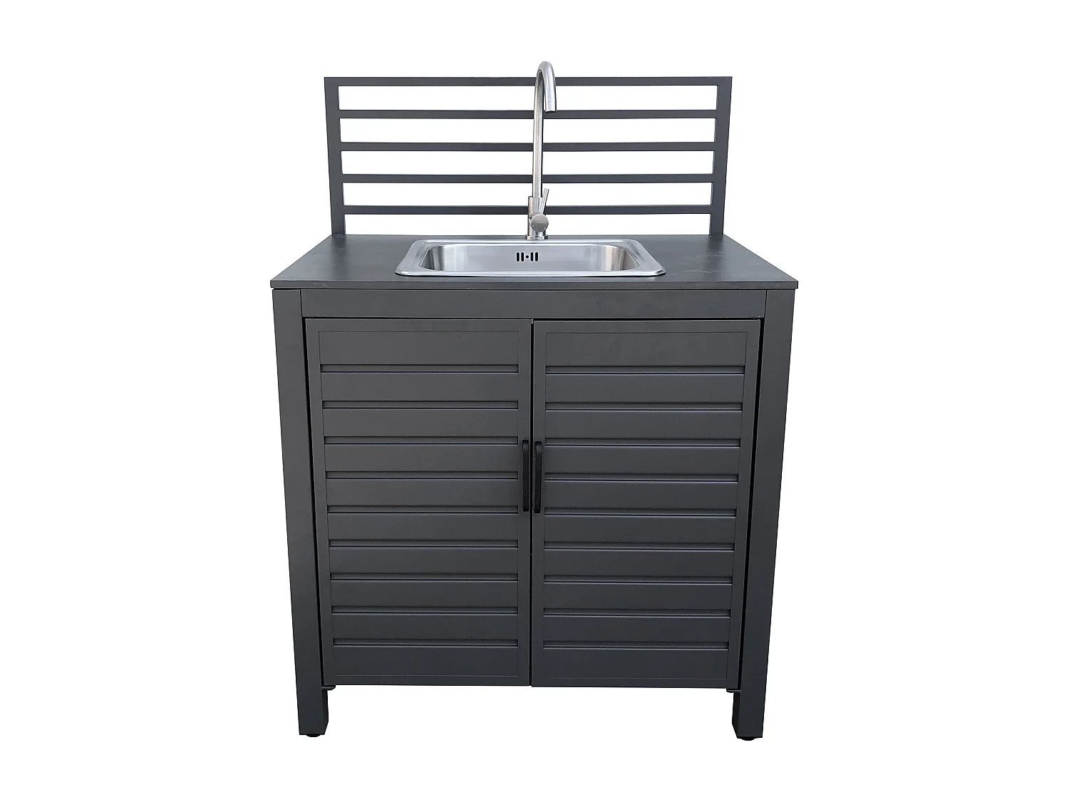 MilaniHome.it - modulo con lavello per cucina da esterno in alluminio di design per esterno giardino cm 90 l x 62 p x 125 hdi coloreAntracite
