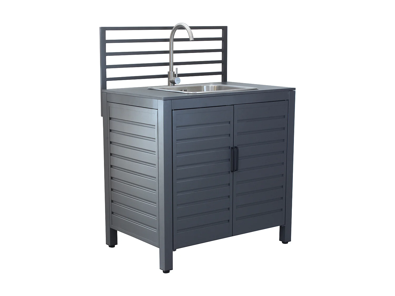 MilaniHome.it - modulo con lavello per cucina da esterno in alluminio di design per esterno giardino cm 90 l x 62 p x 125 hdi coloreAntracite