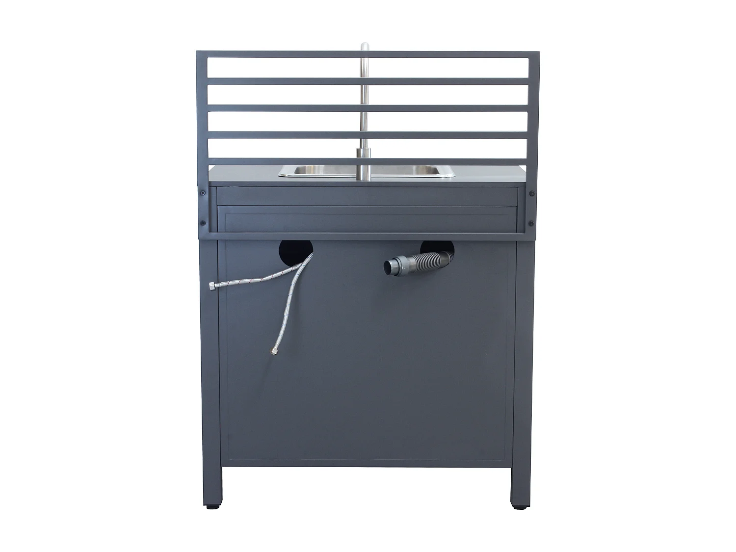 MilaniHome.it - modulo con lavello per cucina da esterno in alluminio di design per esterno giardino cm 90 l x 62 p x 125 hdi coloreAntracite