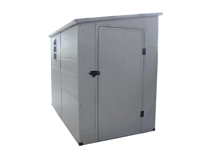 MilaniHome.it - casetta in resina da giardino porta attrezzi cm 143x247x194 hdi coloreGrigio chiaro