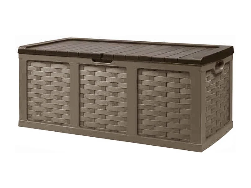 MilaniHome.it - Cassapanca baule per giardino esterno in plastica porta giochi contenitore portatutto,di coloreMarrone