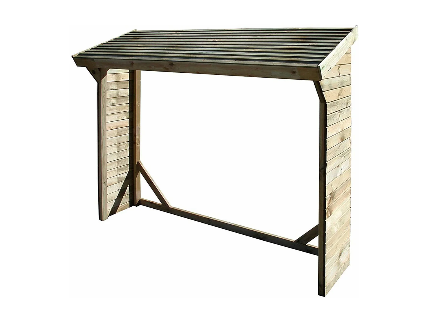 MilaniHome.it - Legnaia Da Esterno Cm 217x80x155/180 H In Legno Di Pino Verniciato In Autoclave Porta Legna Stipodi coloreMarrone