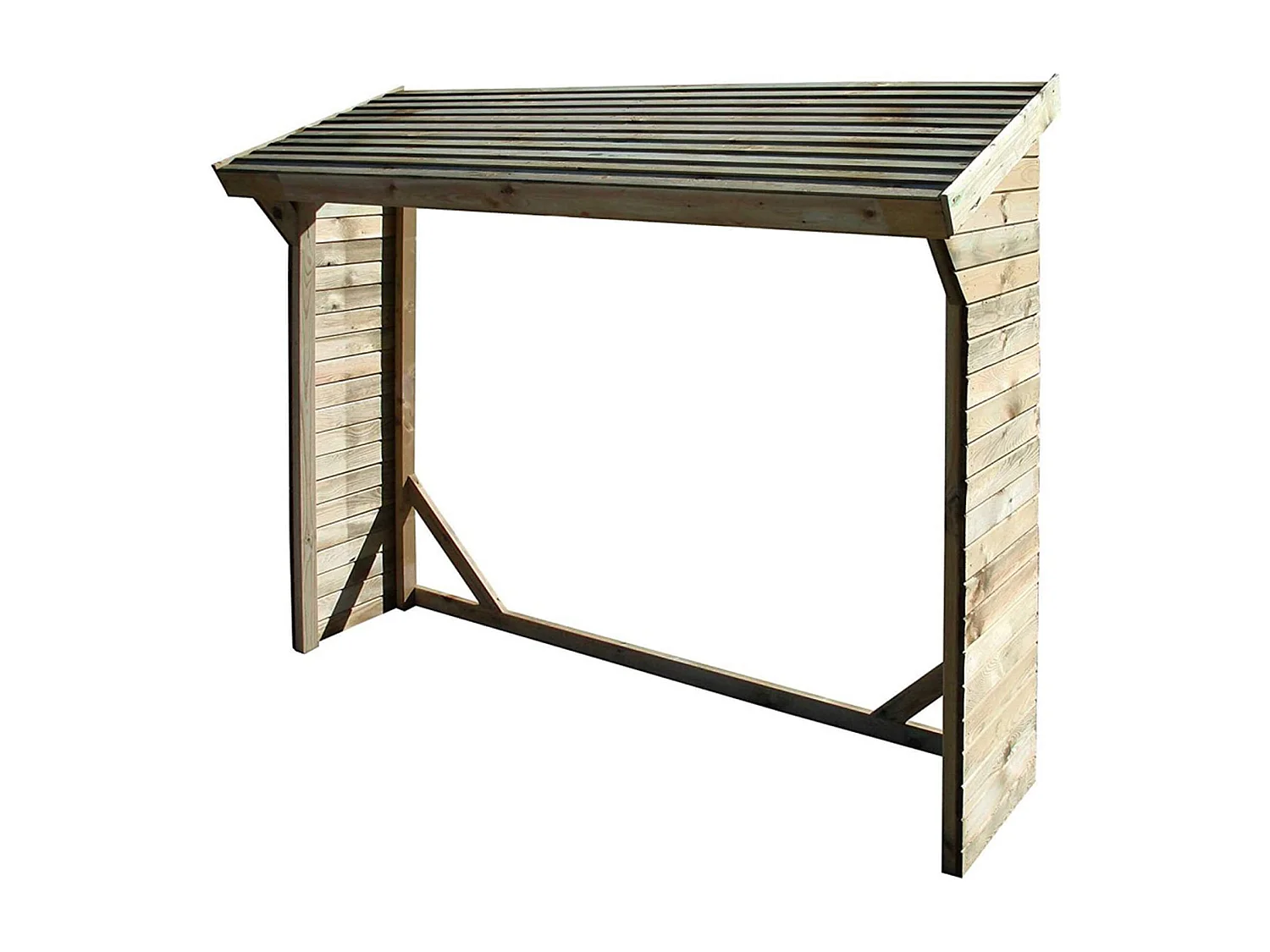 MilaniHome.it - Legnaia Da Esterno Cm 217x80x155/180 H In Legno Di Pino Verniciato In Autoclave Porta Legna Stipodi coloreMarrone