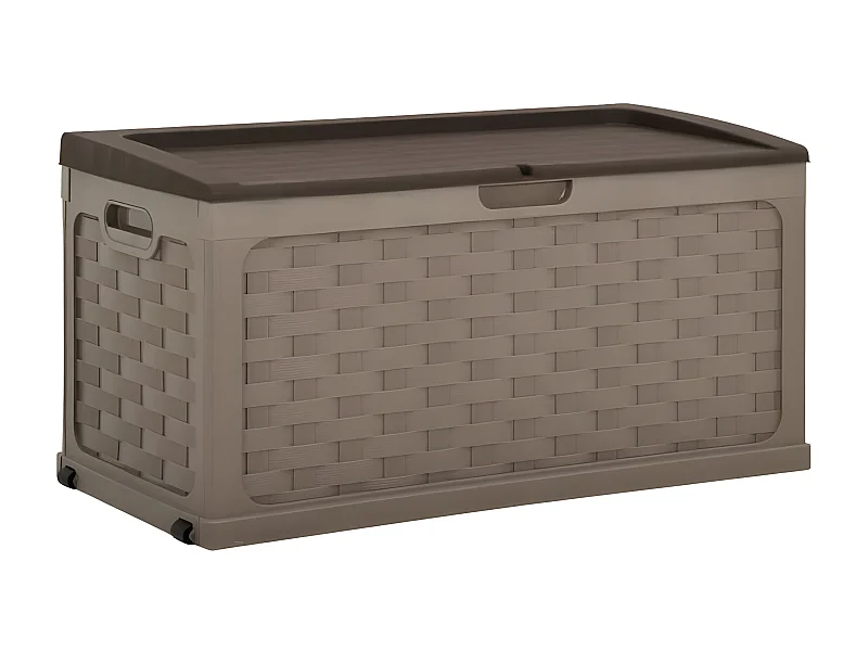 MilaniHome.it - Cassapanca baule per giardino esterno in plastica porta giochi contenitore portatutto, Dimensioni: cm 116x56x58 hdi coloreMarrone