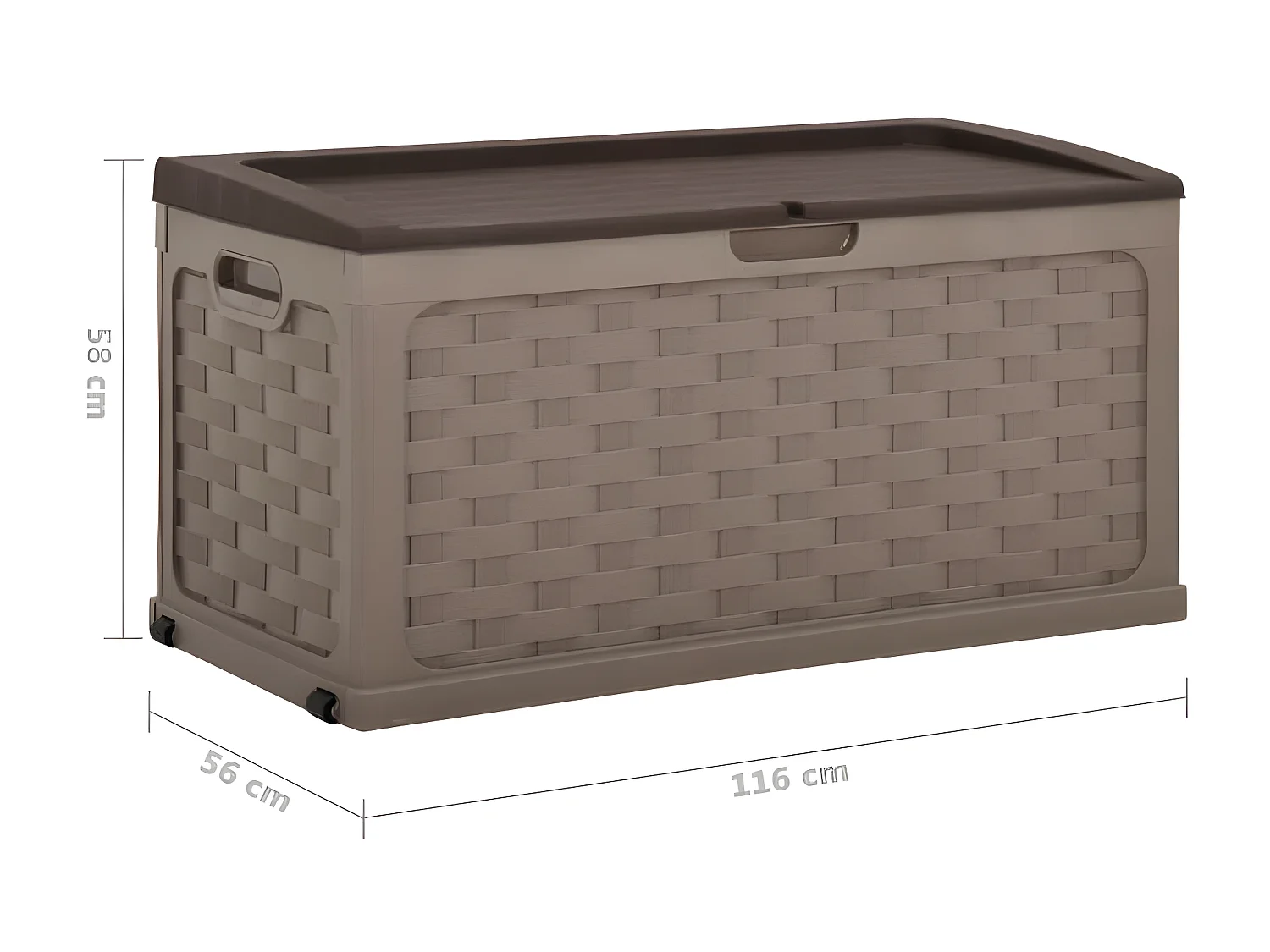 MilaniHome.it - Cassapanca baule per giardino esterno in plastica porta giochi contenitore portatutto, Dimensioni: cm 116x56x58 hdi coloreMarrone