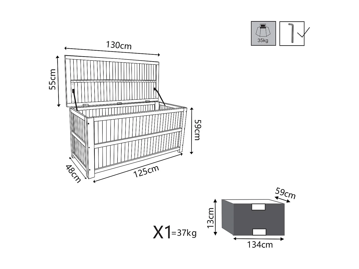 MilaniHome.it - Baule In Legno Di Acacia 130x55 Per Esterno Giardino Portico Ristorante Bar Hotel Albergo Agriturismodi coloreMarrone