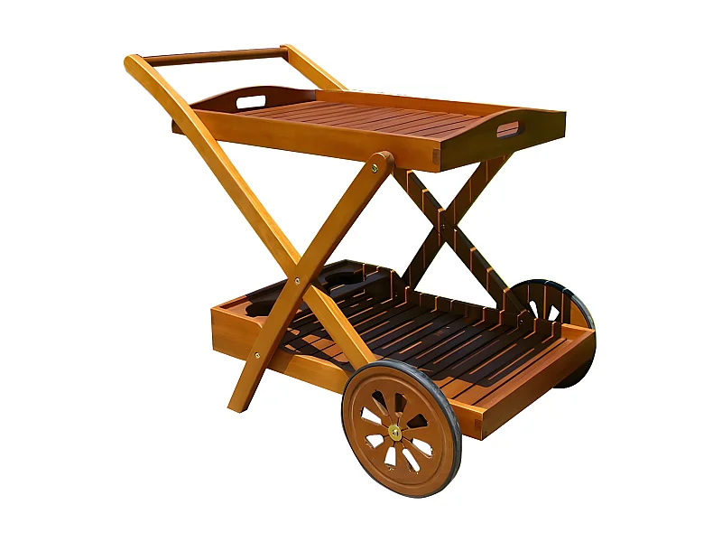 MilaniHome.it - Carrello In Legno Di Acacia Per Esterno Giardino Portico Ristorante Bar Hotel Albergo Agriturismodi coloreMarrone