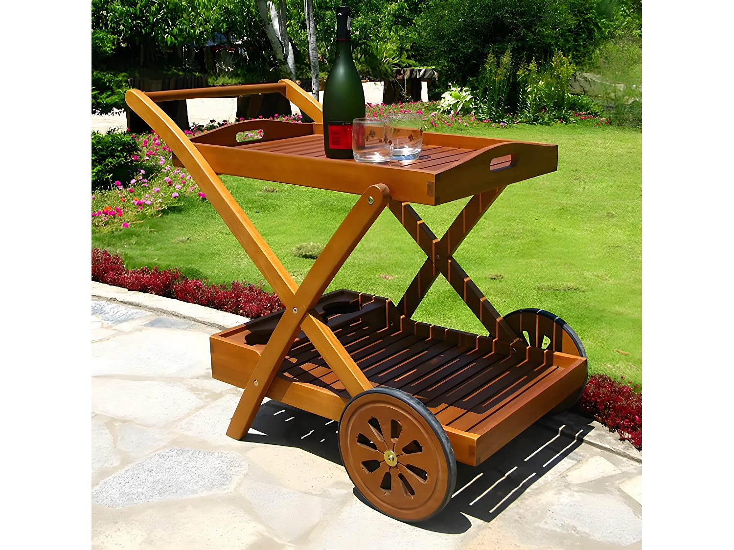 MilaniHome.it - Carrello In Legno Di Acacia Per Esterno Giardino Portico Ristorante Bar Hotel Albergo Agriturismodi coloreMarrone