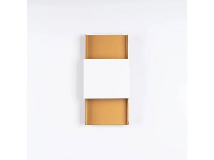 Lampade Da Parete Durlin Moderno Di Acciaio - 2 Sorgenti Luminose - L.20 X A.40 Cm - Oro/Bianco