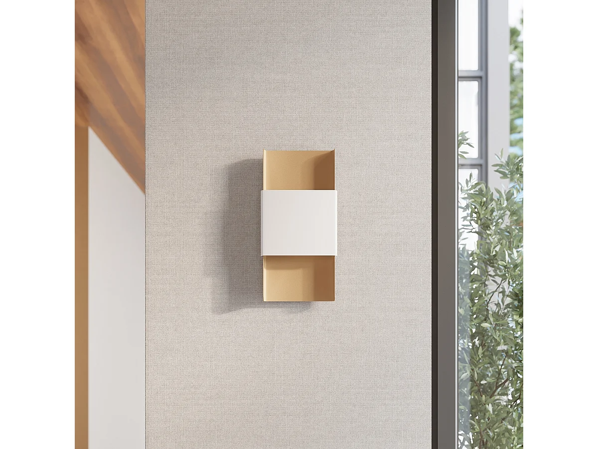 Plafonnier Durlin Moderne En Acier - 2 Sources Lumineuses - L.20 X H.40 Cm - Or/Blanc