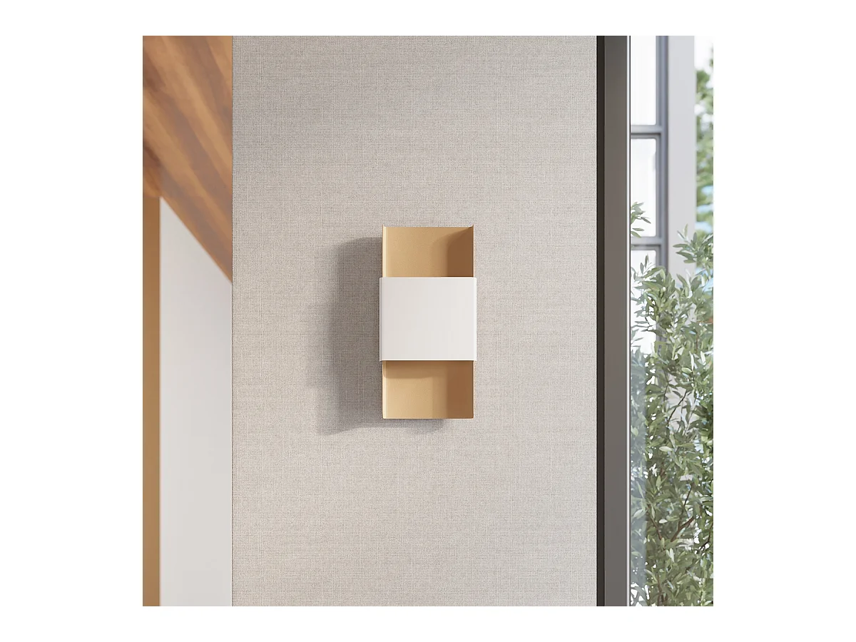 Lámparas De Pared Durlin Moderno De Acero - 2 Fuentes Luminosas - L.20 X A.40 Cm - Oro/Blanco