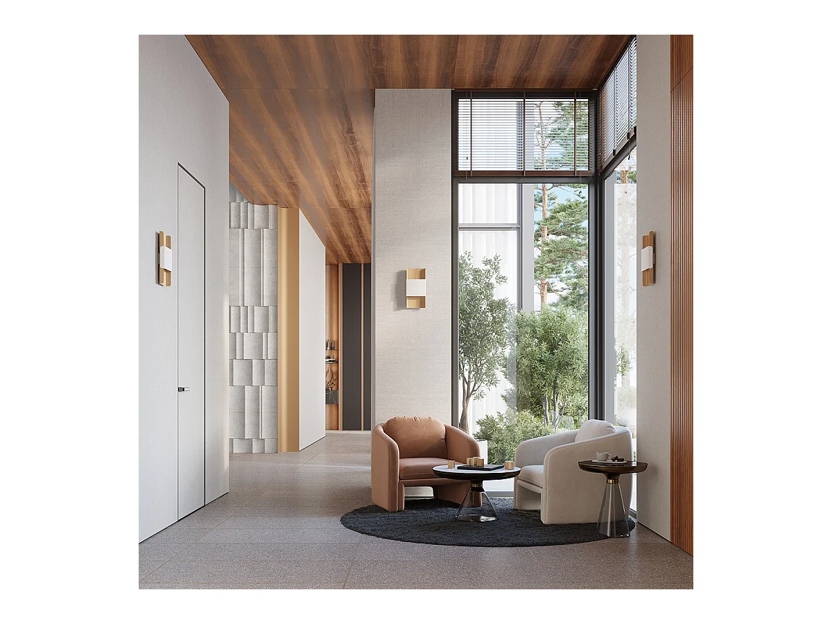 Lámparas De Pared Durlin Moderno De Acero - 2 Fuentes Luminosas - L.20 X A.40 Cm - Oro/Blanco