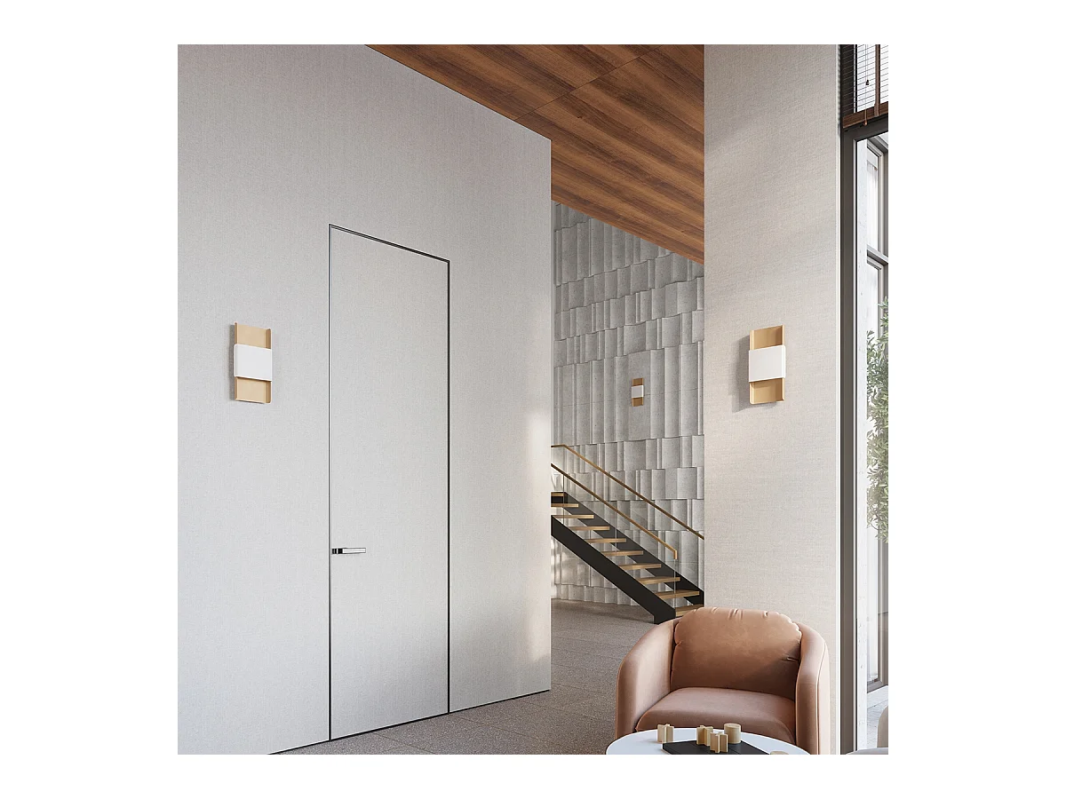 Lámparas De Pared Durlin Moderno De Acero - 2 Fuentes Luminosas - L.20 X A.40 Cm - Oro/Blanco