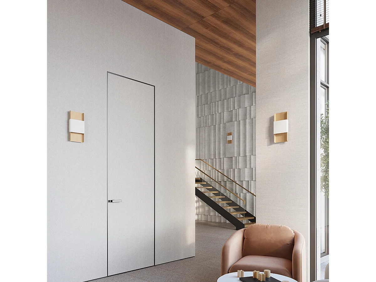 Lámparas De Pared Durlin Moderno De Acero - 2 Fuentes Luminosas - L.20 X A.40 Cm - Oro/Blanco