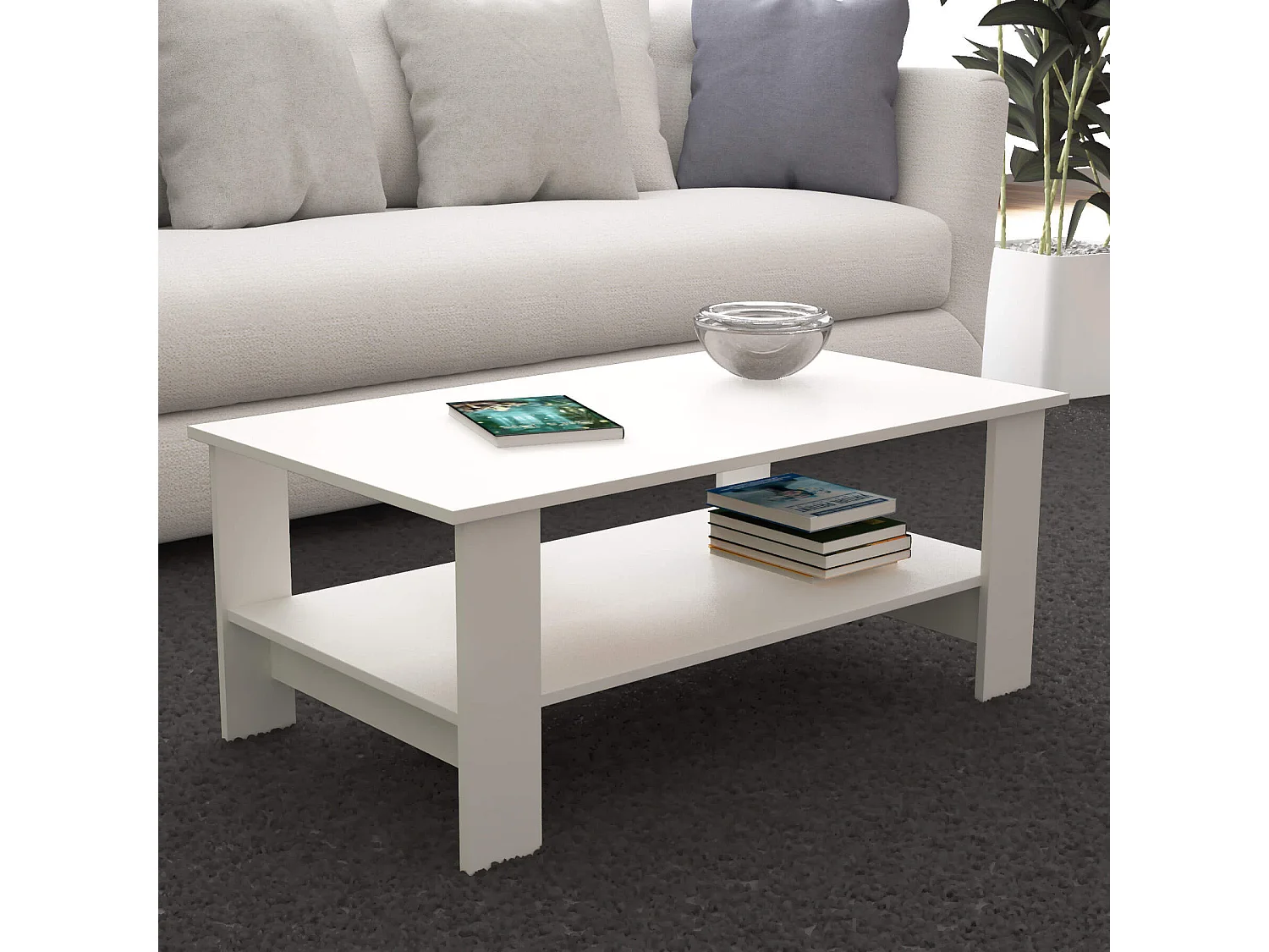 MilaniHome.it - tavolino da salotto moderno cm 100x55x41 hdi coloreBianco