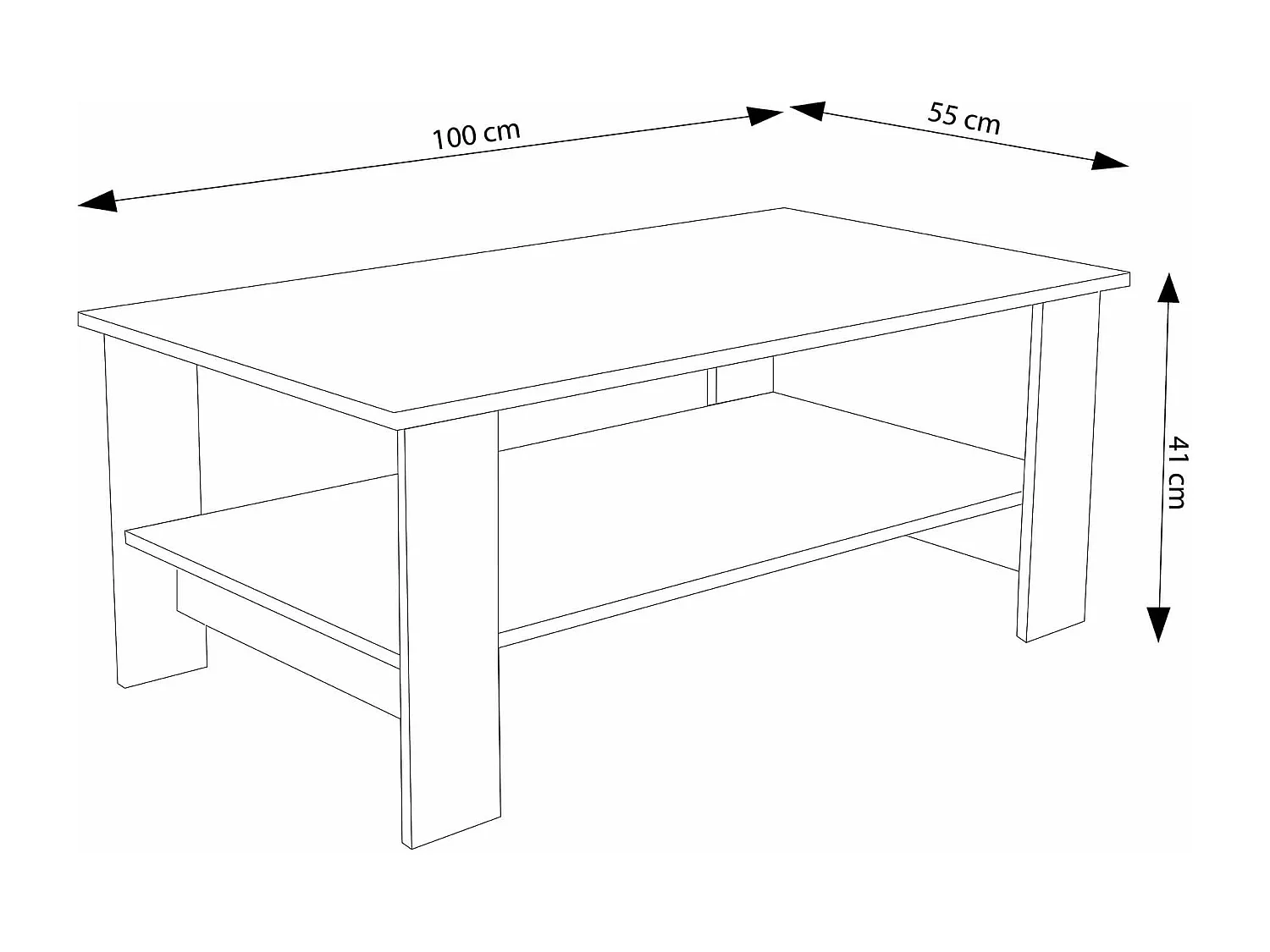 MilaniHome.it - tavolino da salotto moderno cm 100x55x41 hdi coloreBianco