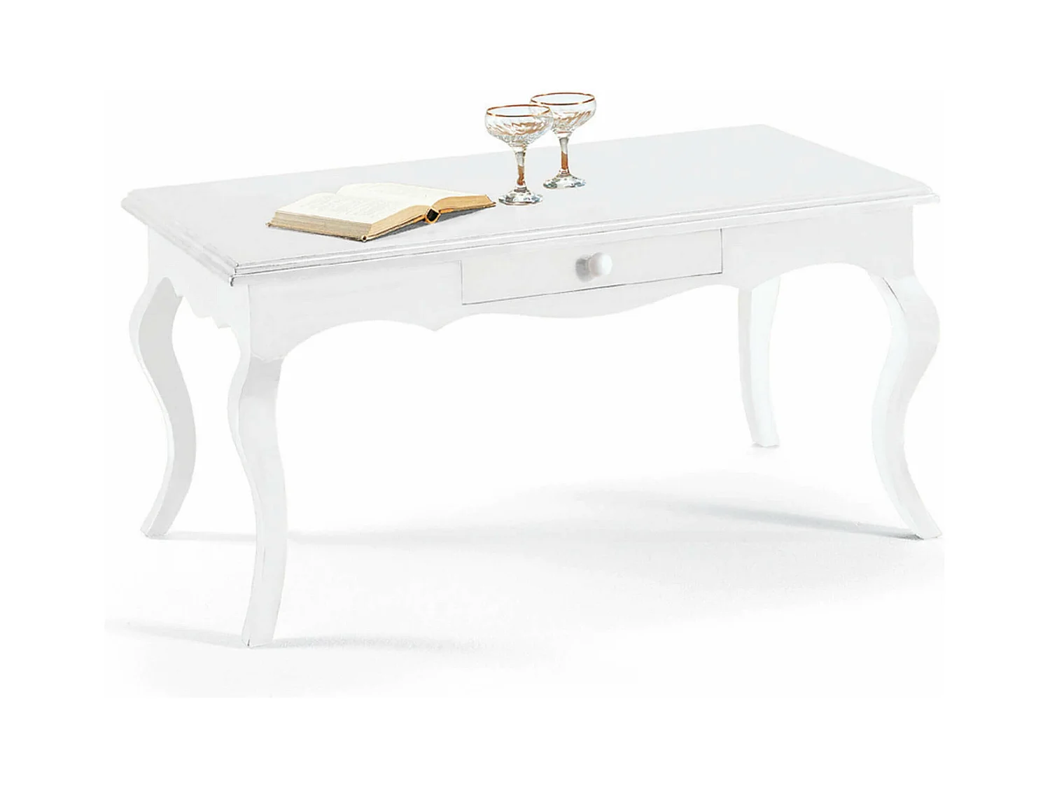 MilaniHome.it - Tavolino In Legno Massello 100x50x45di coloreBianco