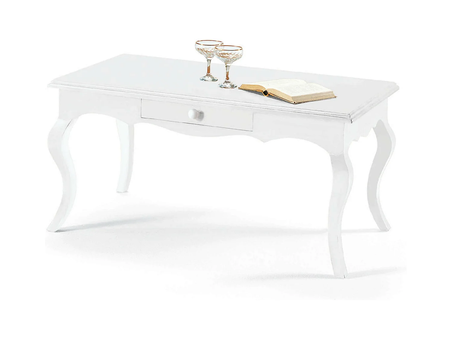 MilaniHome.it - Tavolino In Legno Massello 100x50x45di coloreBianco