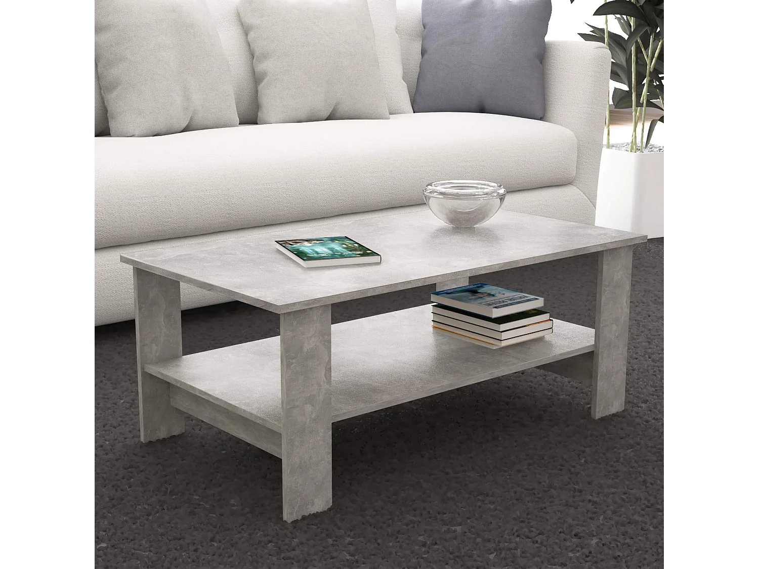 MilaniHome.it - tavolino da salotto moderno cm 100x55x41 hdi coloreCemento