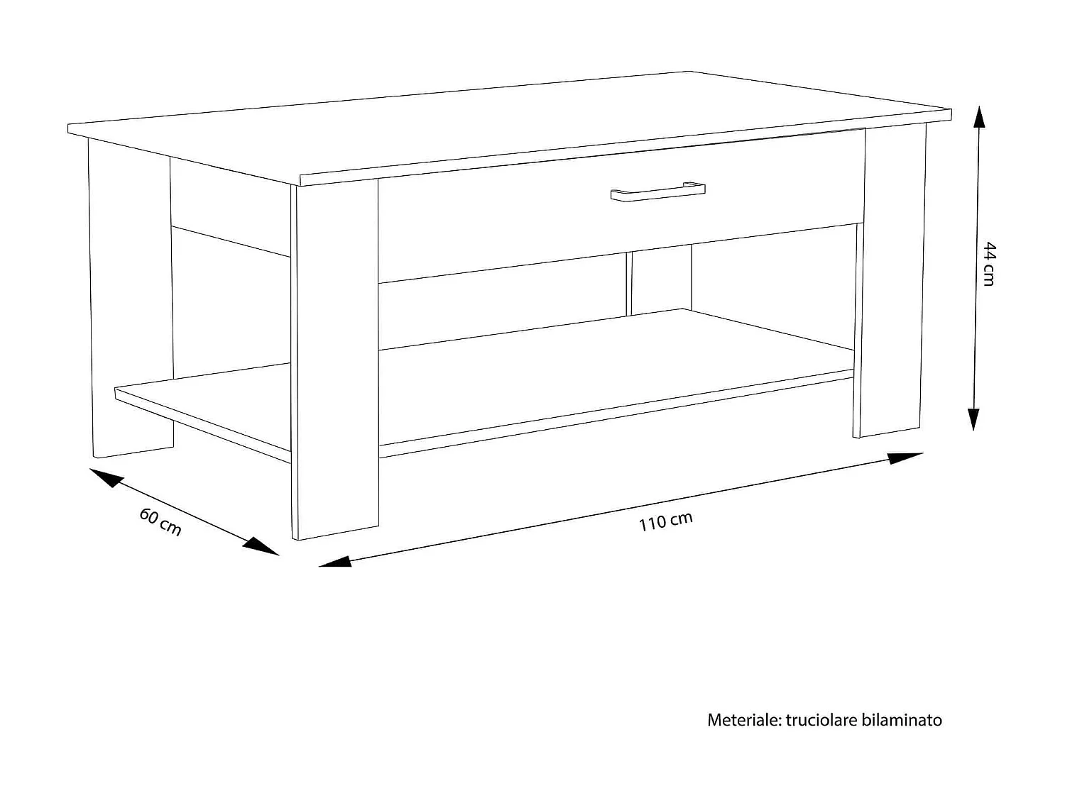 MilaniHome.it - tavolino da salotto moderno cm 110x60x44 hdi coloreMarrone chiaro