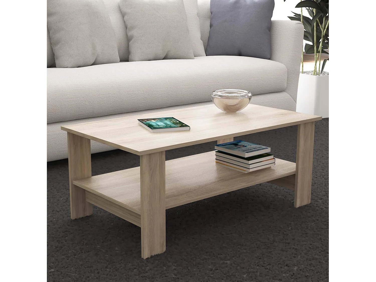 MilaniHome.it - tavolino da salotto moderno cm 100x55x41 hdi coloreRovere grigio