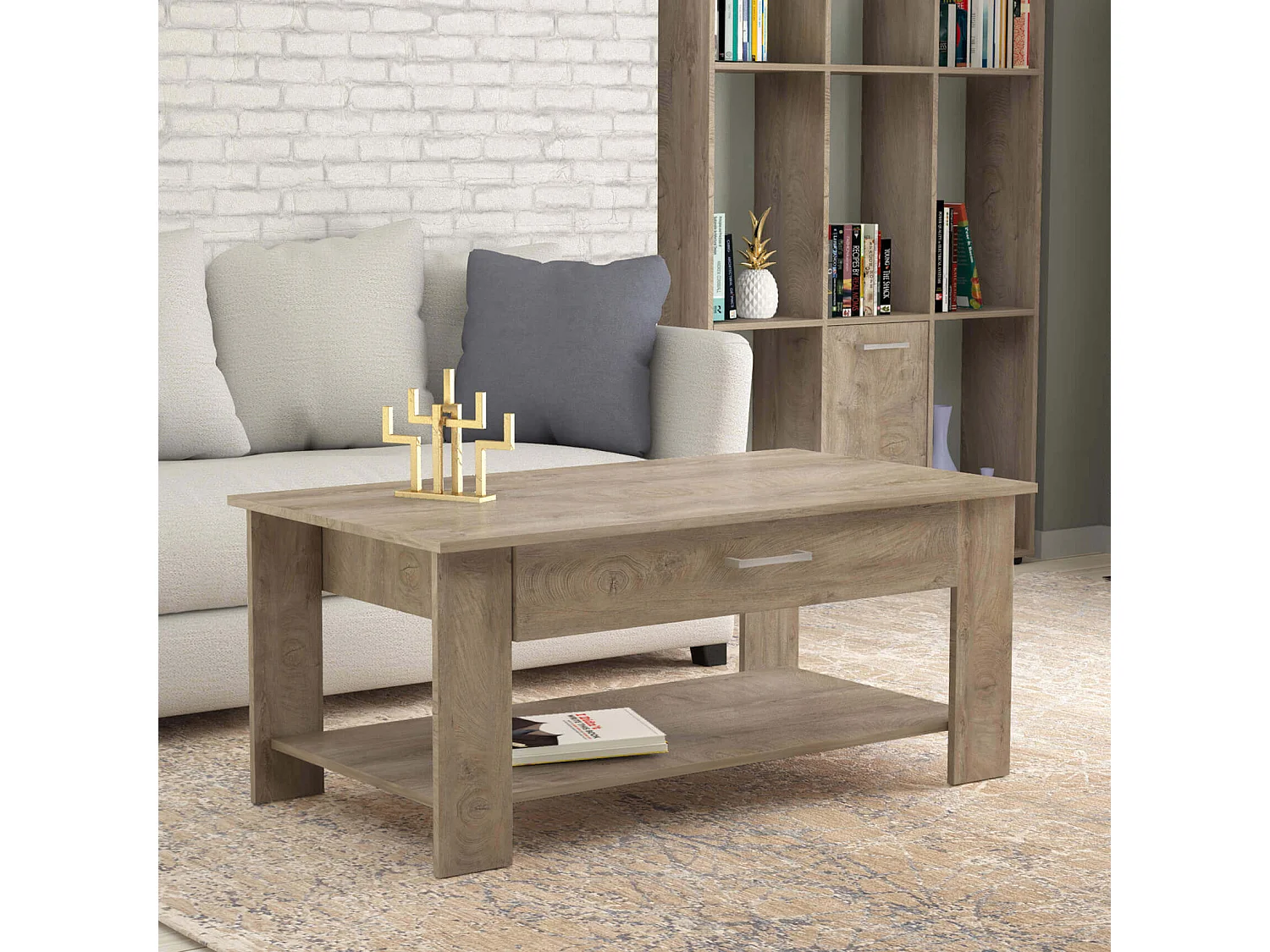 MilaniHome.it - tavolino da salotto moderno cm 110x60x44 hdi coloreRovere grigio