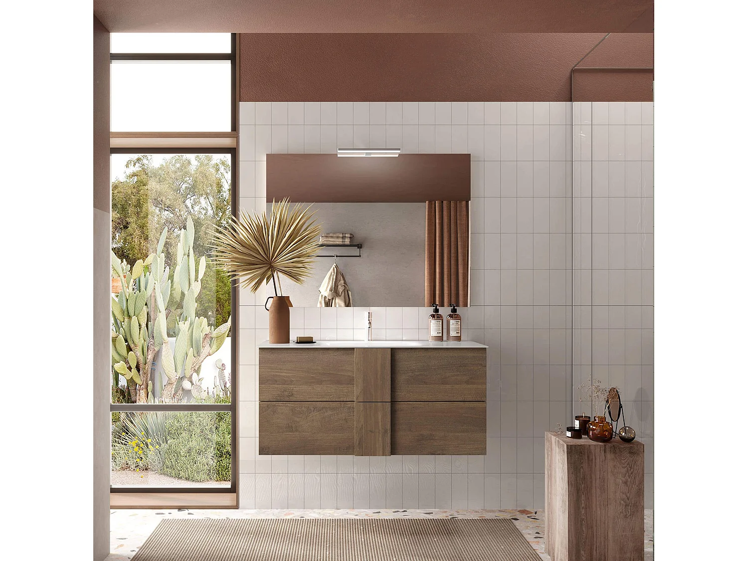 MilaniHome.it - mobile lavabo sospeso di design moderno industrialdi coloreMarrone