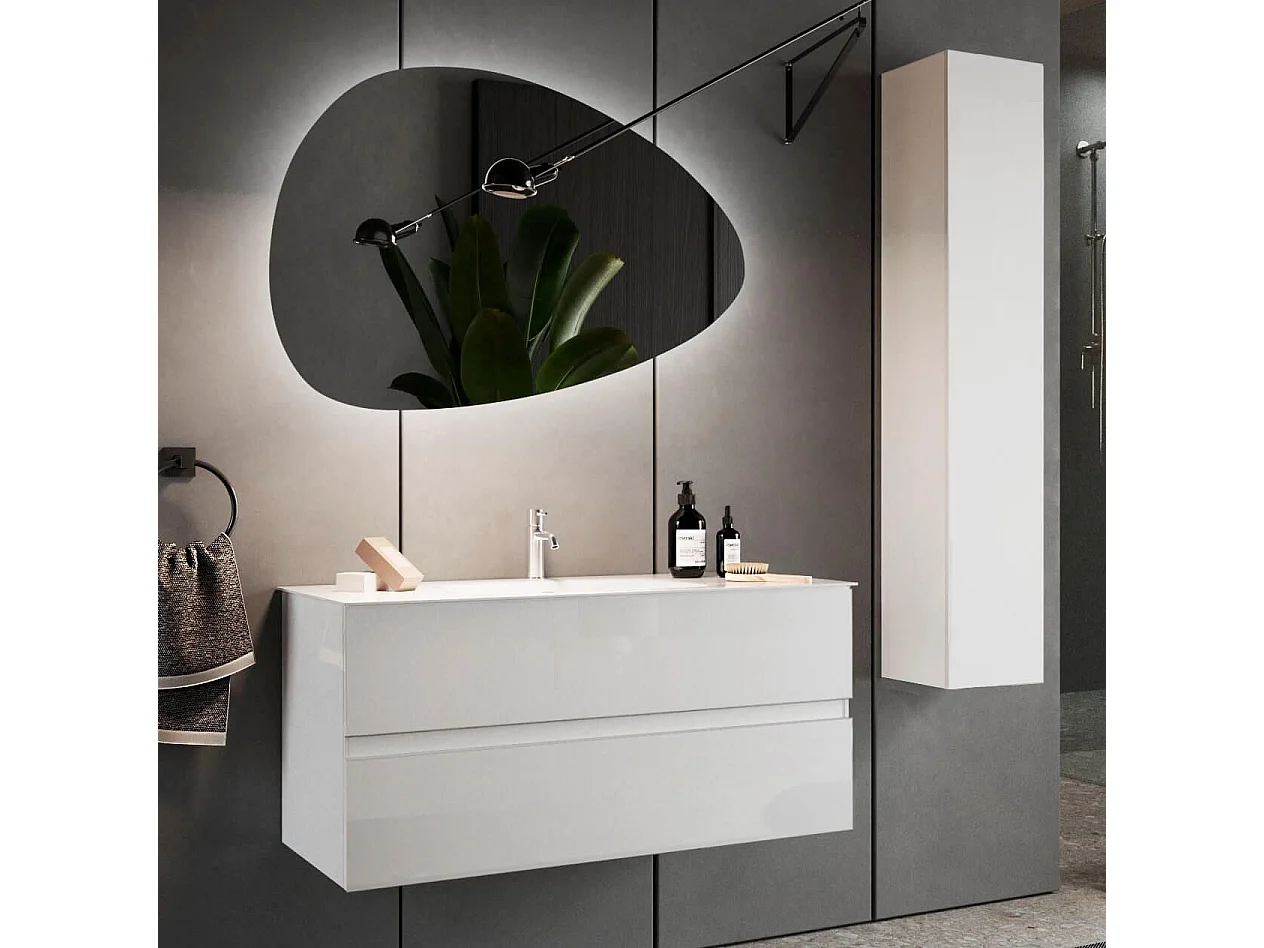 MilaniHome.it - mobile lavabo sospeso di design moderno industrialdi coloreBianco