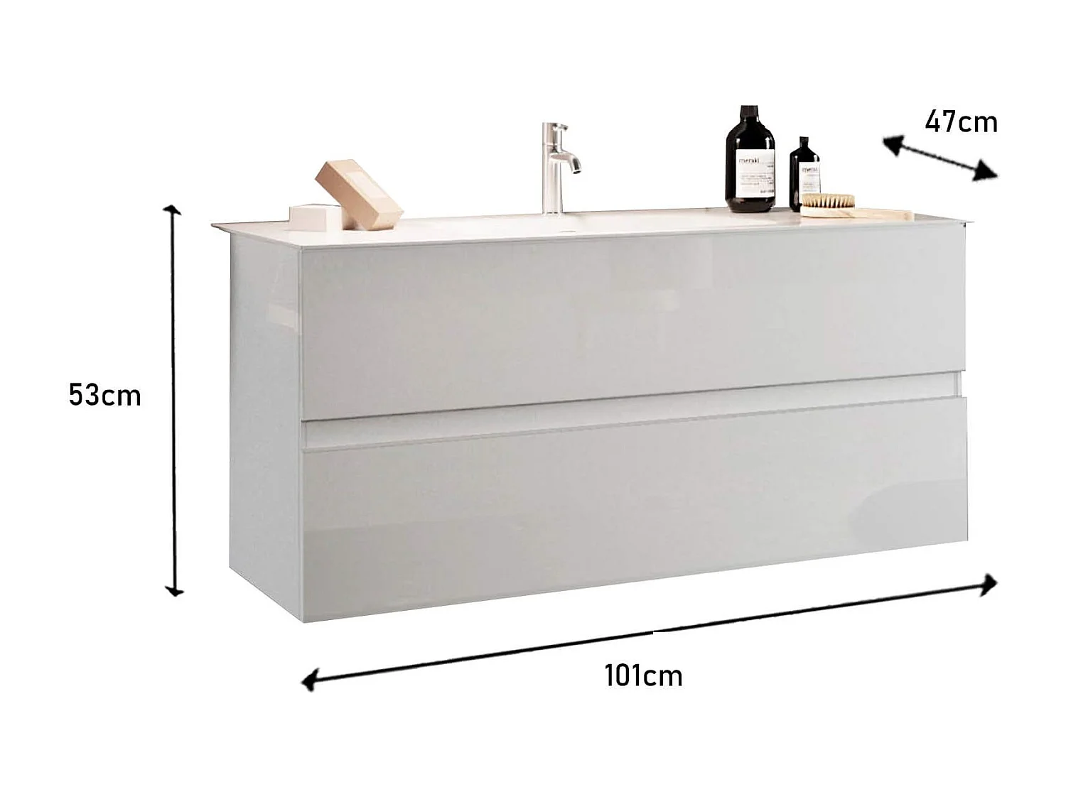 MilaniHome.it - mobile lavabo sospeso di design moderno industrialdi coloreBianco
