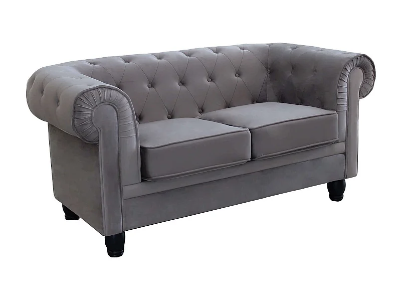 MilaniHome.it - divano vintage in velluto 2 posti cm 152x74x82 h di design inglese per salotto modernodi coloreGrigio