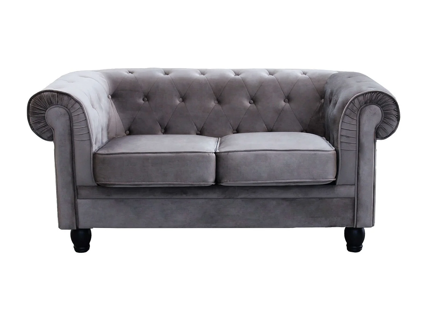 MilaniHome.it - divano vintage in velluto 2 posti cm 152x74x82 h di design inglese per salotto modernodi coloreGrigio