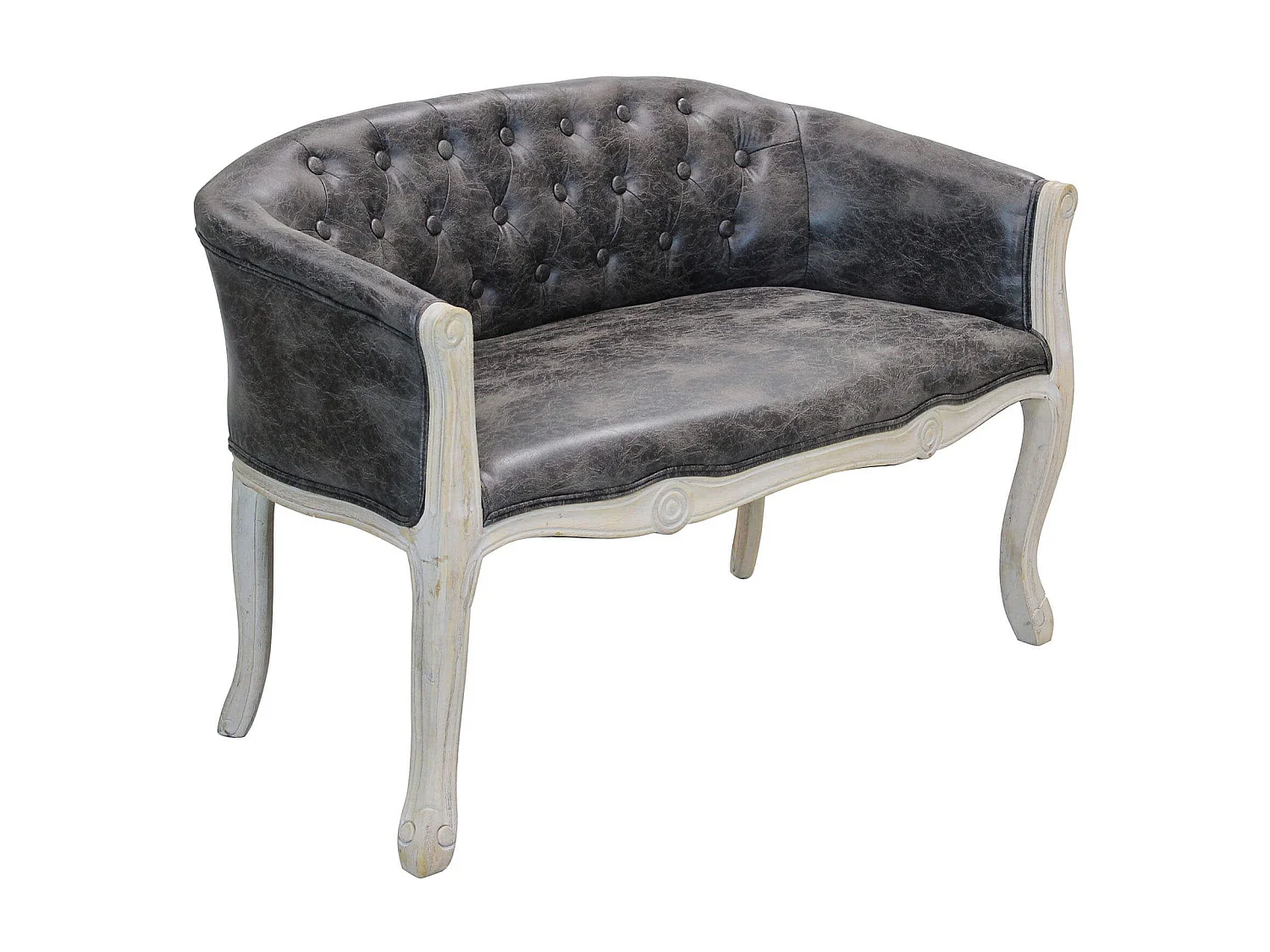 MilaniHome.it - divano vintage in ecopelle di design moderno vintage cm 107x61x70 hdi coloreGrigio scuro