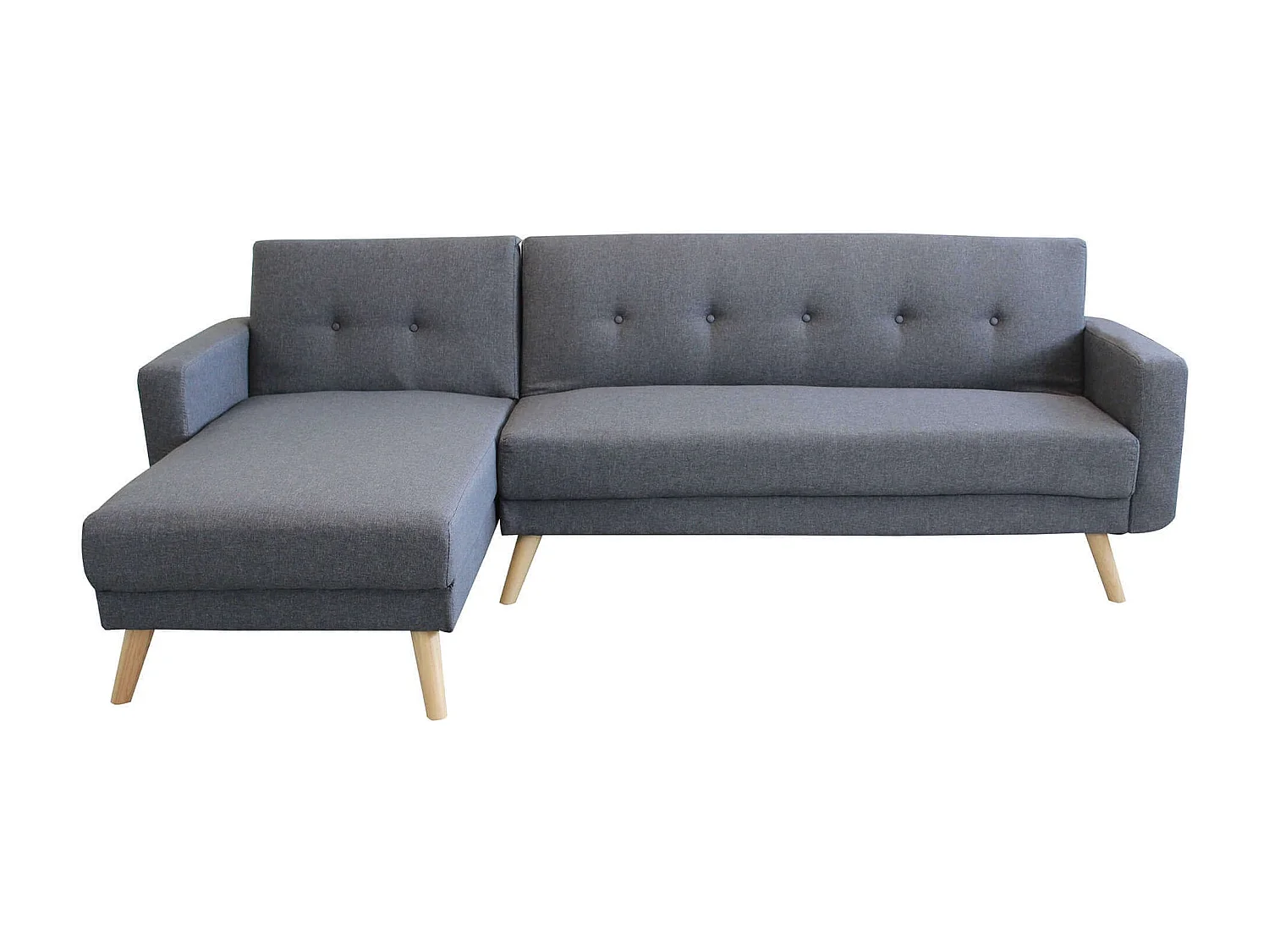 MilaniHome.it - Divano Letto Trapuntato Con Penisola Grigio Scuro Stile Moderno 3 Posti, D.176x84x84/Dl.176x105x45 / S.74x157x84/Sl.74x178x45di coloreGrigio scuro