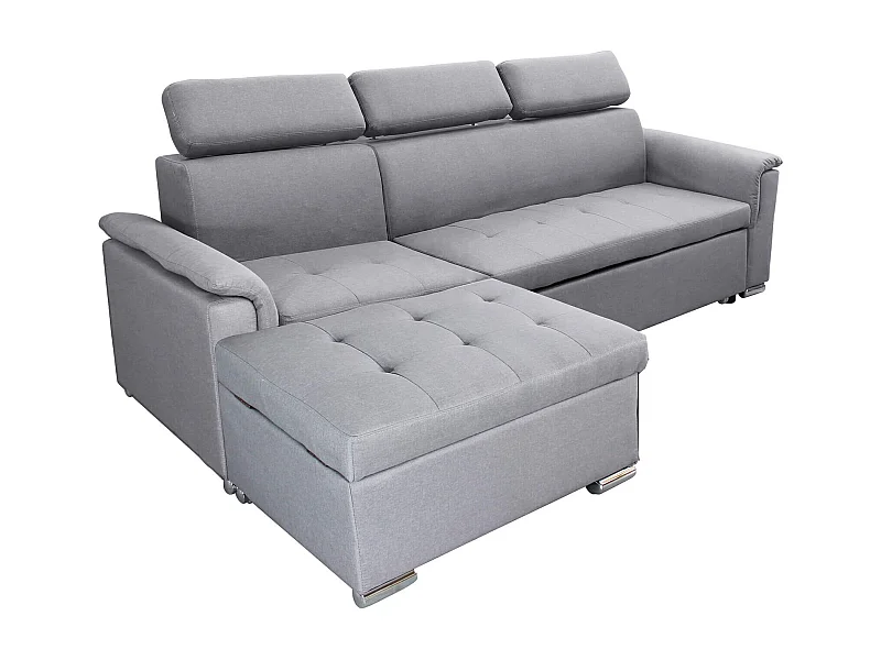 MilaniHome.it - divano letto con penisola ergonomico con poggiatesta regolabile e supporto lombare penisola contenitoredi coloreGrigio chiaro