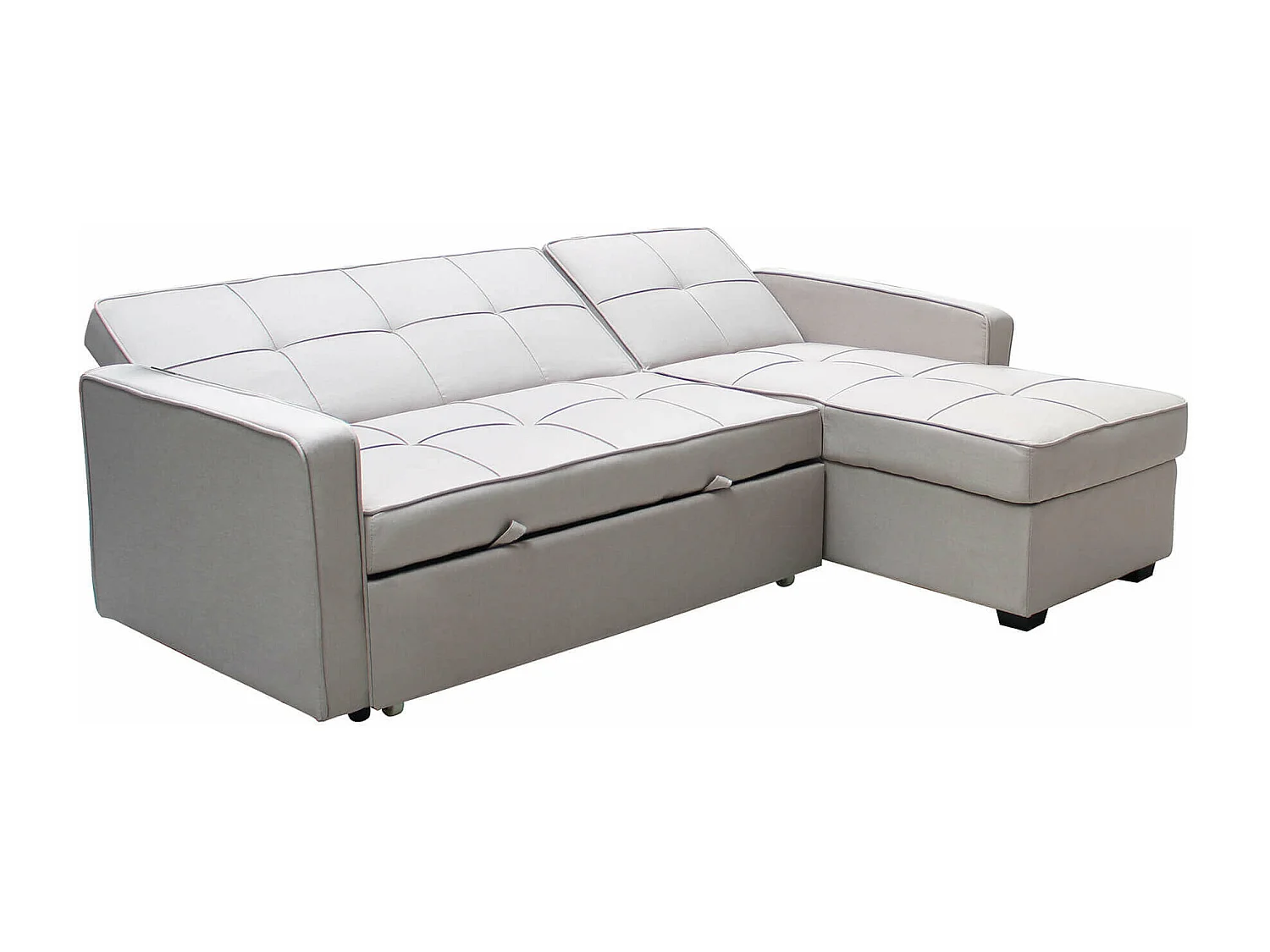 MilaniHome.it - divano letto con penisola per salotto soggiorno in tessuto tortora modernodi coloreTortora