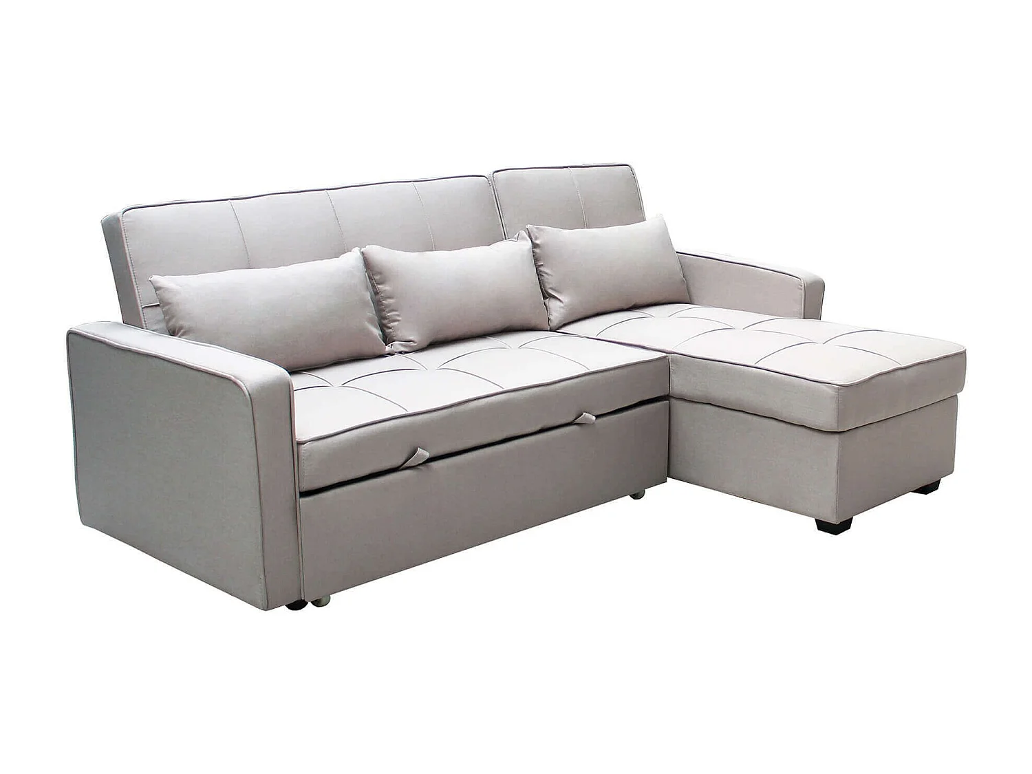 MilaniHome.it - divano letto con penisola per salotto soggiorno in tessuto tortora modernodi coloreTortora