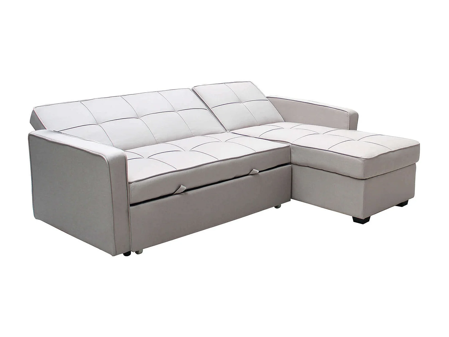 MilaniHome.it - divano letto con penisola per salotto soggiorno in tessuto tortora modernodi coloreTortora