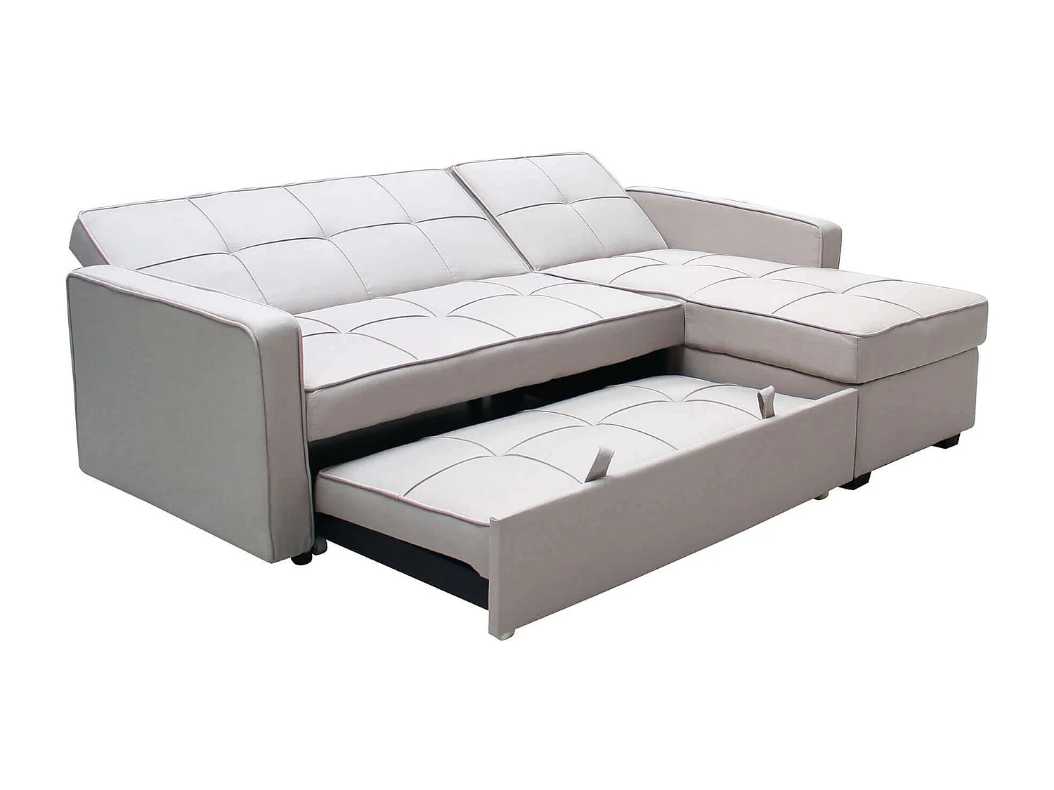 MilaniHome.it - divano letto con penisola per salotto soggiorno in tessuto tortora modernodi coloreTortora