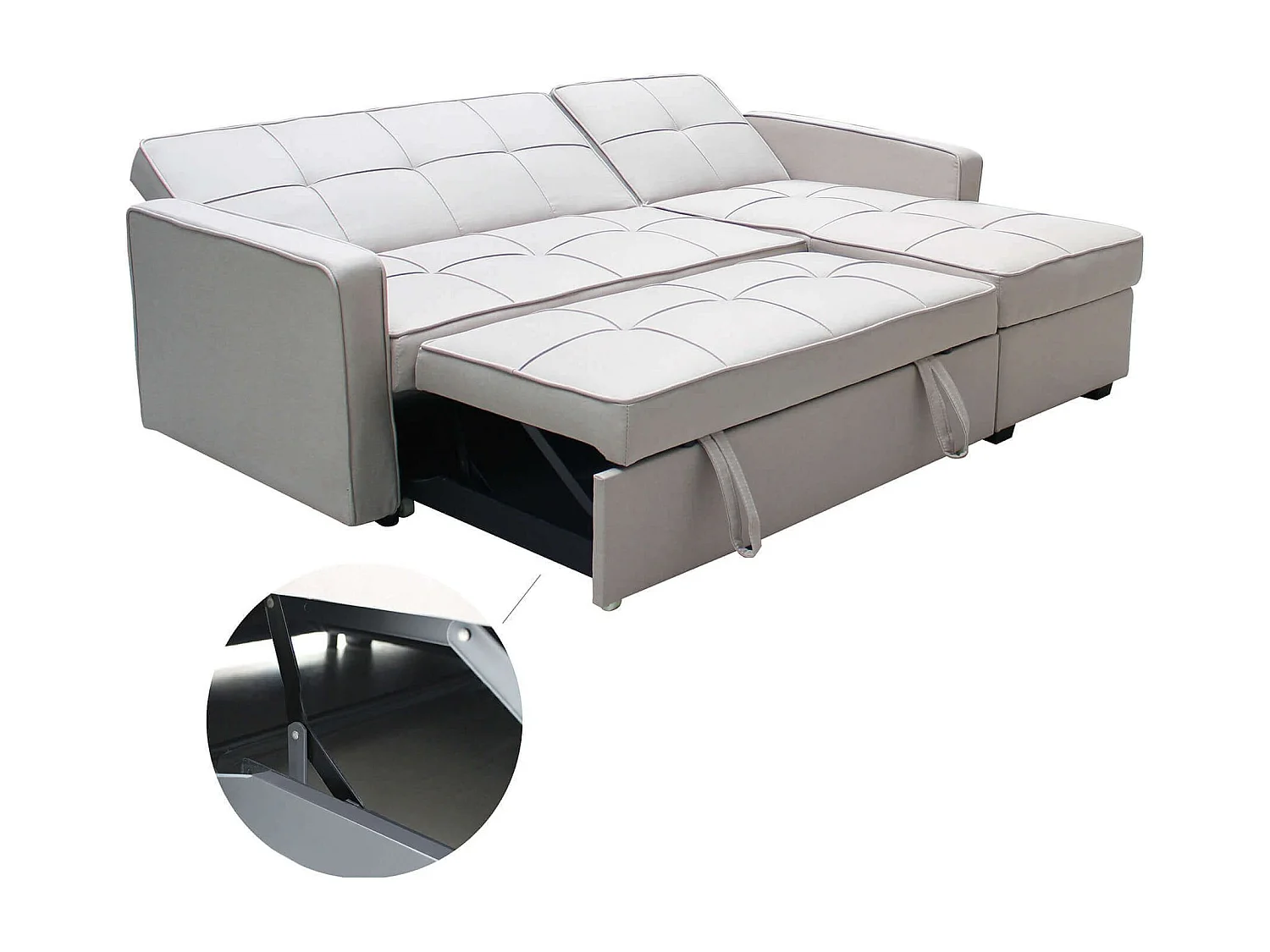 MilaniHome.it - divano letto con penisola per salotto soggiorno in tessuto tortora modernodi coloreTortora