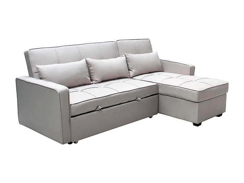 MilaniHome.it - divano letto con penisola per salotto soggiorno in tessuto tortora modernodi coloreTortora