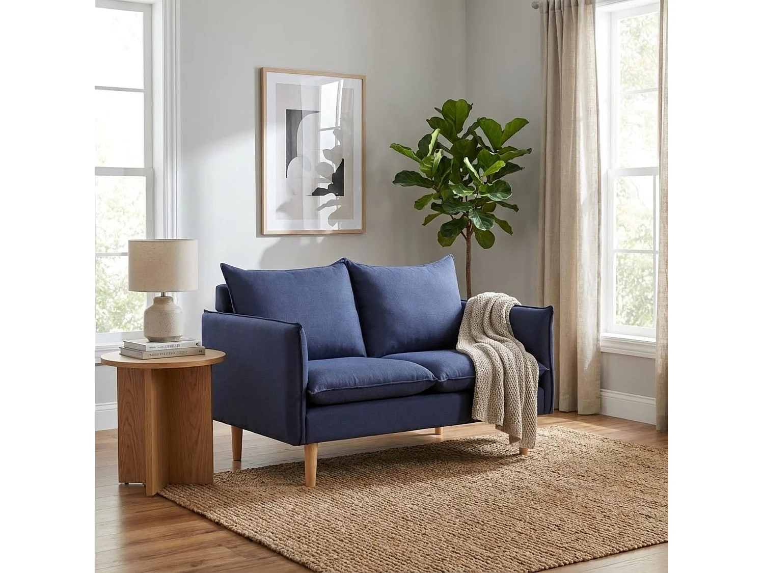 MilaniHome.it - divano 2 posti stile nordico scandinavo 130x84x51 hdi coloreBlu