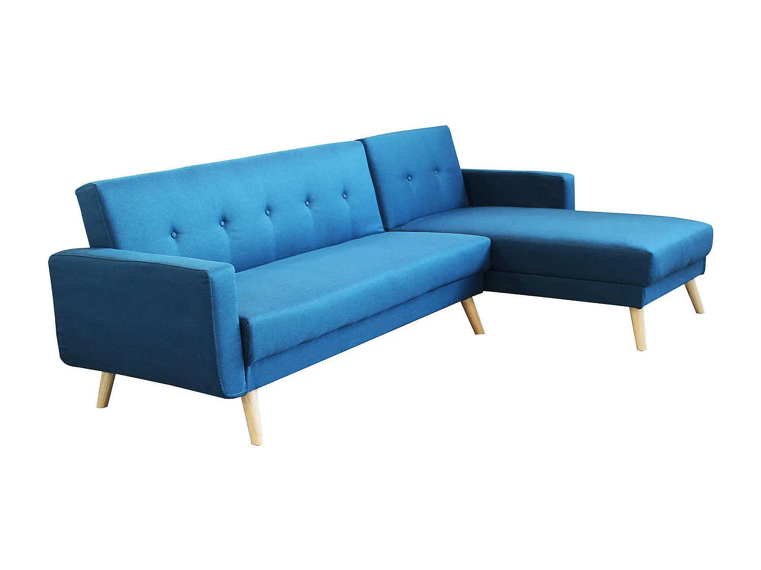 MilaniHome.it - Divano Letto Trapuntato Con Penisola Blu Melange Stile Moderno D.176x84x84/Dl.176x105x45 / S.74x157x84/Sl.74x178x45di coloreBlu melange