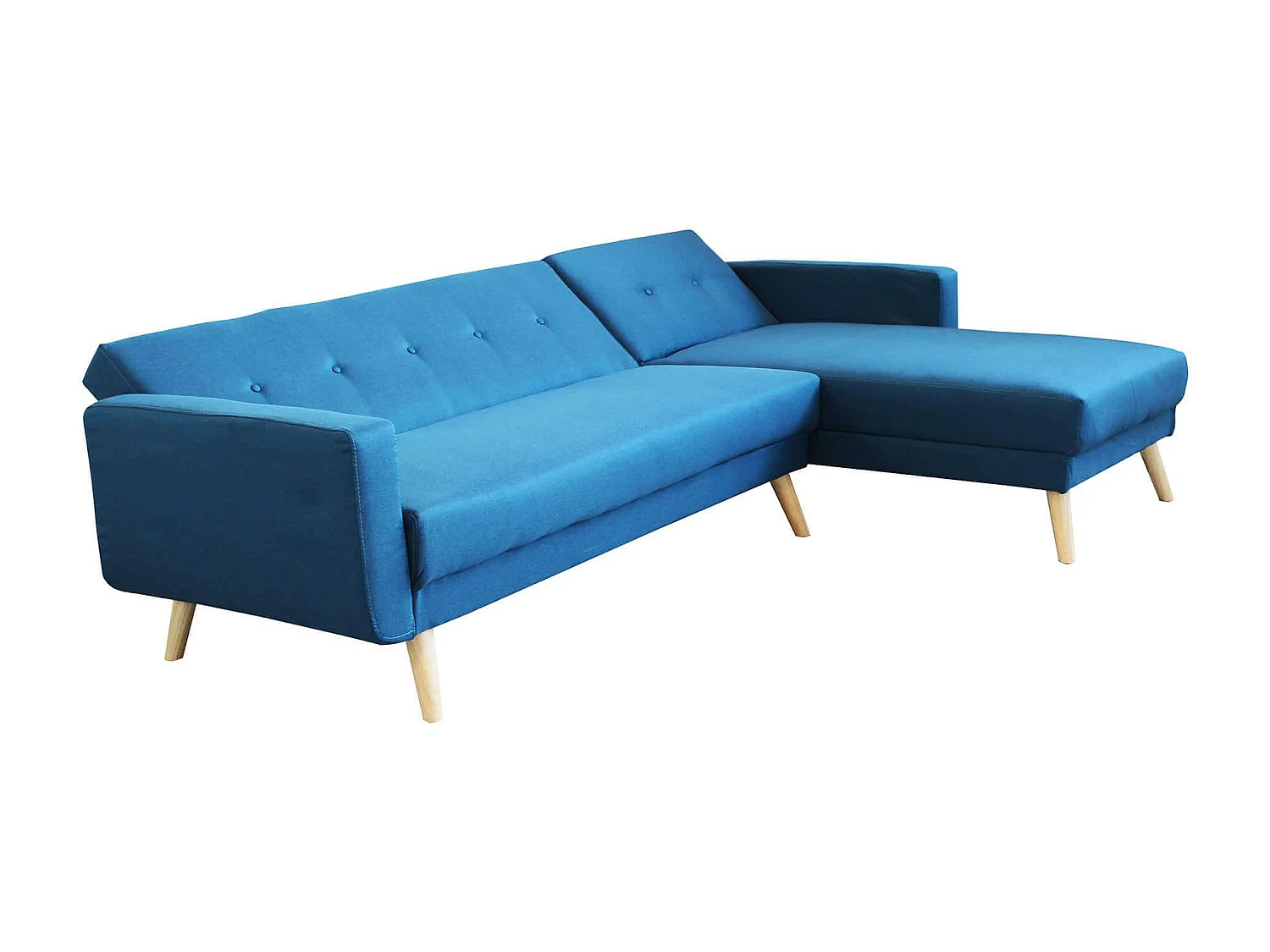 MilaniHome.it - Divano Letto Trapuntato Con Penisola Blu Melange Stile Moderno D.176x84x84/Dl.176x105x45 / S.74x157x84/Sl.74x178x45di coloreBlu melange