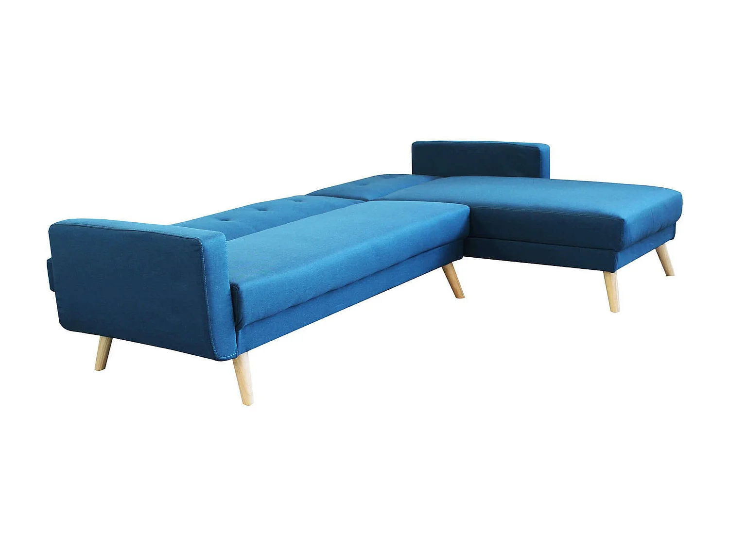 MilaniHome.it - Divano Letto Trapuntato Con Penisola Blu Melange Stile Moderno D.176x84x84/Dl.176x105x45 / S.74x157x84/Sl.74x178x45di coloreBlu melange
