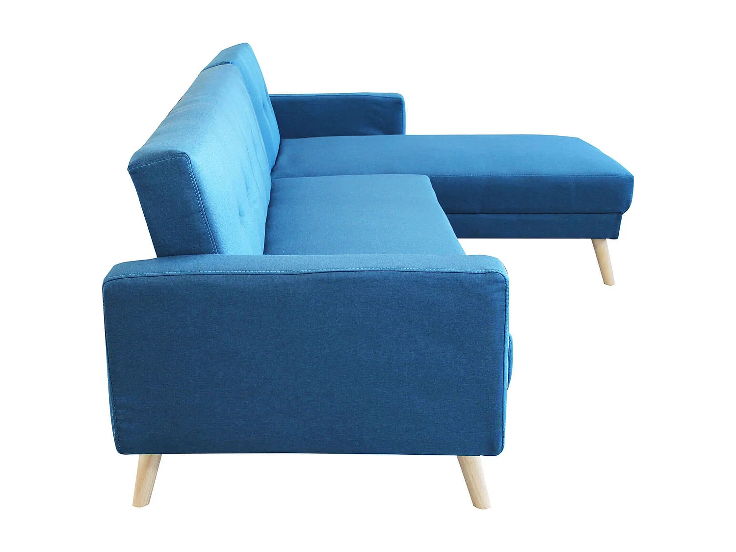 MilaniHome.it - Divano Letto Trapuntato Con Penisola Blu Melange Stile Moderno D.176x84x84/Dl.176x105x45 / S.74x157x84/Sl.74x178x45di coloreBlu melange