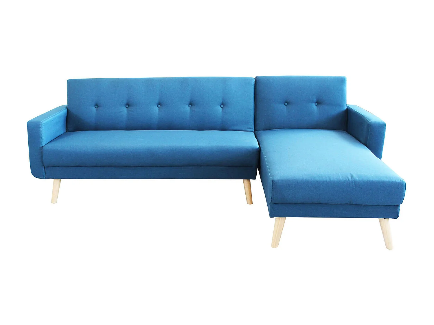 MilaniHome.it - Divano Letto Trapuntato Con Penisola Blu Melange Stile Moderno D.176x84x84/Dl.176x105x45 / S.74x157x84/Sl.74x178x45di coloreBlu melange