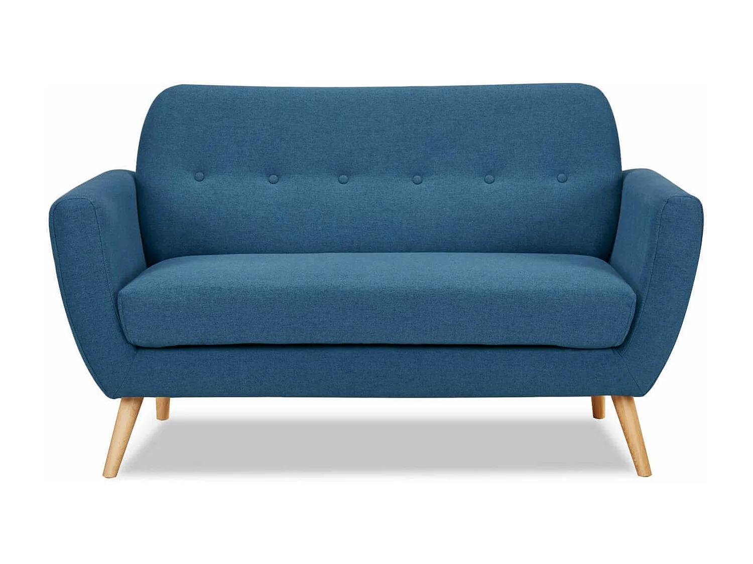 MilaniHome.it - Divano 2 Posti Blu Melange Stile Moderno Di Design Contemporaneo Con Bottoni Per Salotto Casa Hotel, Stile Moderno, , Cm 147x79x86 Hdi coloreBlu