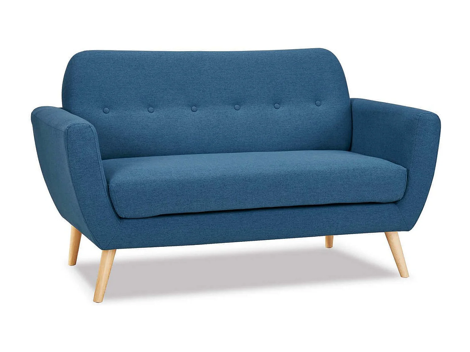 Milani Home - Divano 2 Posti Blu Melange Stile Moderno Di Design Contemporaneo Con Bottoni Per Salotto Casa Hotel, Stile Moderno, , Cm 147x79x86 H - Blu