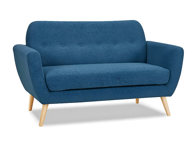 MilaniHome.it - Divano 2 Posti Blu Melange Stile Moderno Di Design Contemporaneo Con Bottoni Per Salotto Casa Hotel, Stile Moderno, , Cm 147x79x86 Hdi coloreBlu